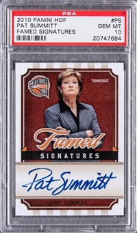 2010 Panini HOF Famed Signatures #PS Pat Summitt Signed Card (#227/599) - PSA GEM MT 10